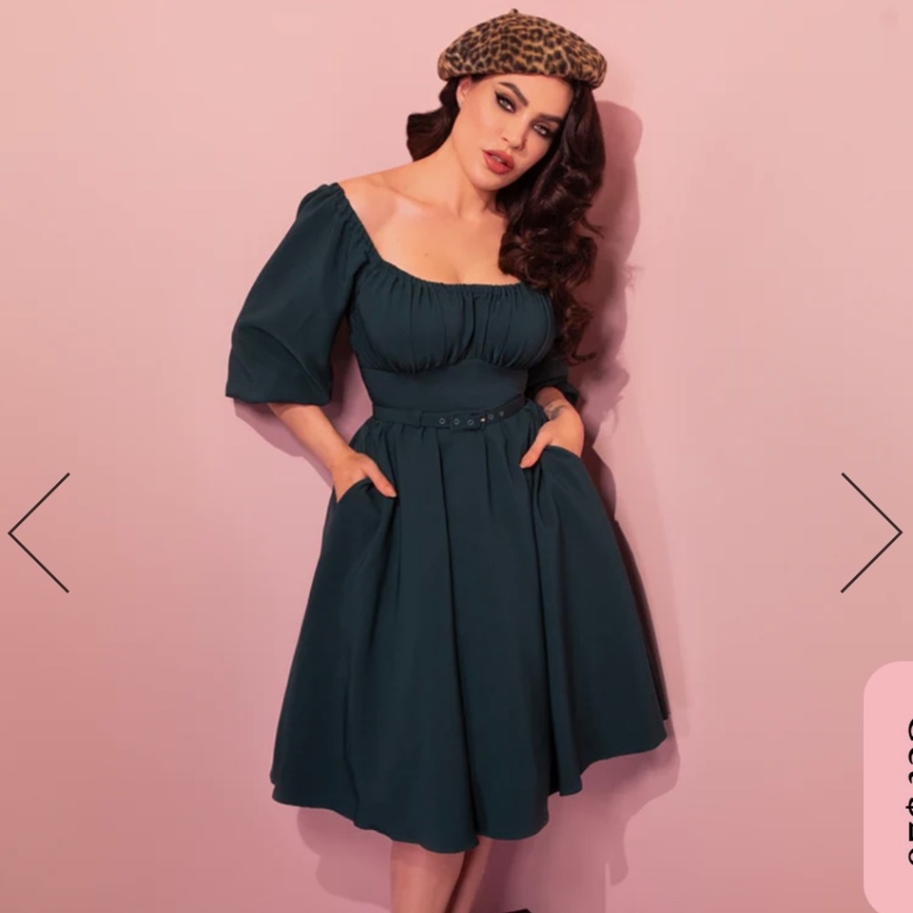 Vixen by Micheline Pitt Vacation Dress in Spruce Green M